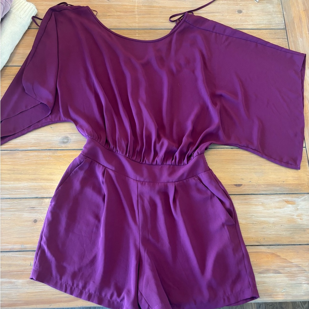 White House Black Market Plum Short Sleeve Romper
